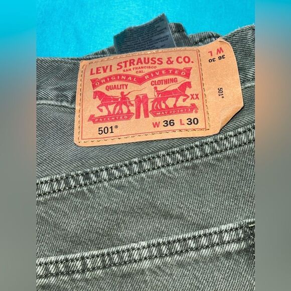 2 Pairs Jeans Levi’s 501 36x30 Men’s Sage Green Button Fly Jeans Lot - Picture 4 of 8